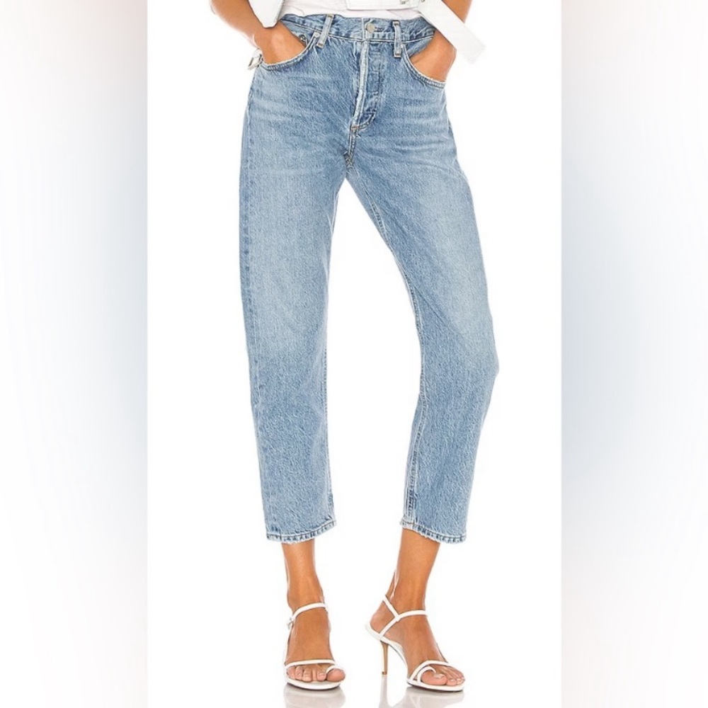 AGOLDE Womens Parker Easy Straight Cropped Jeans in Blur. Size 27